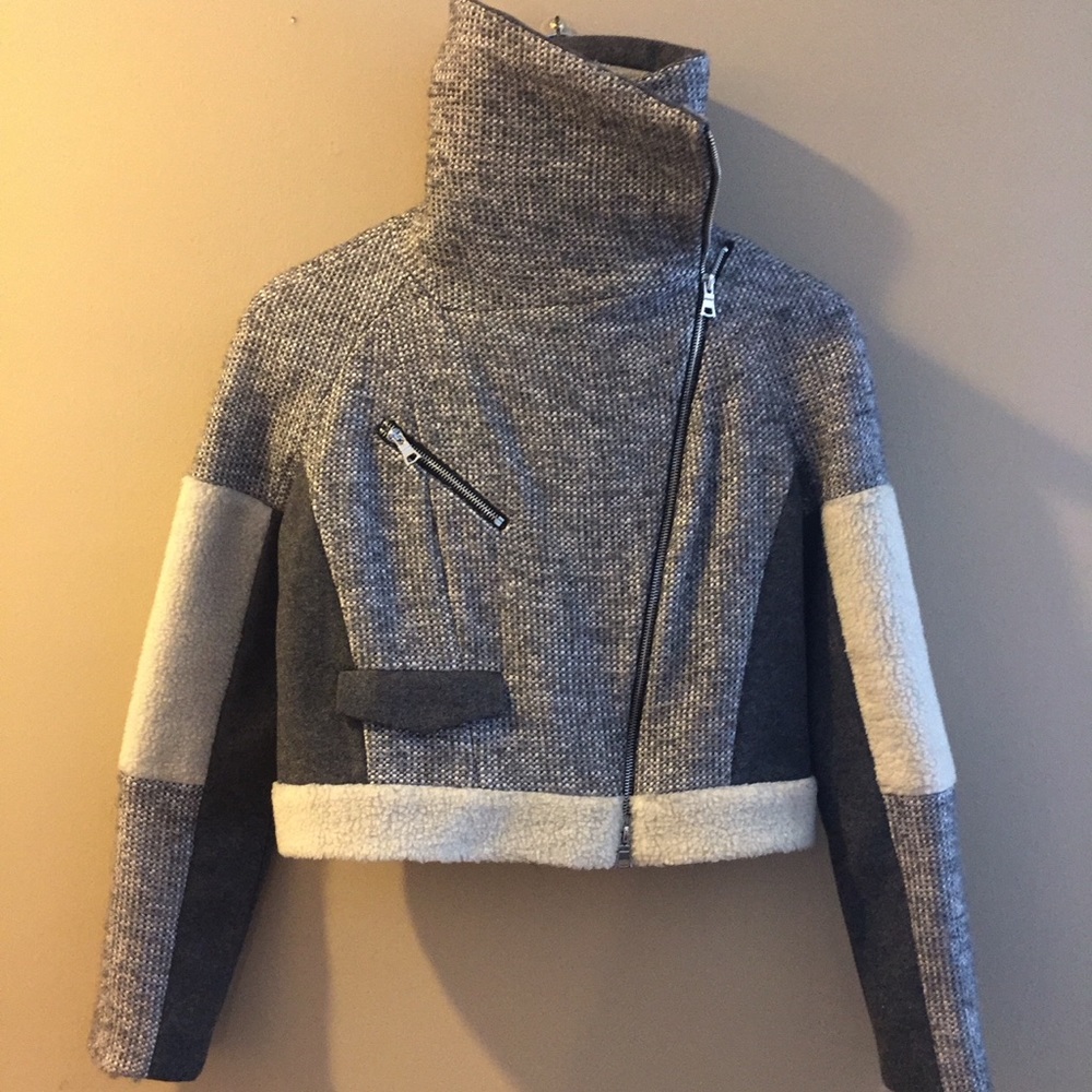 NEW Cynthia Steffe Polarette Cropped Moto Jacket